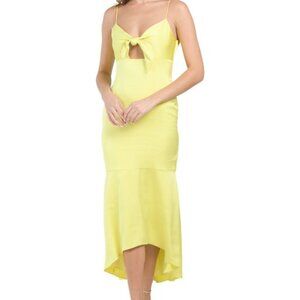 Aidan Mattox Bright Lemon Yellow Tie-Front High-Low Dress